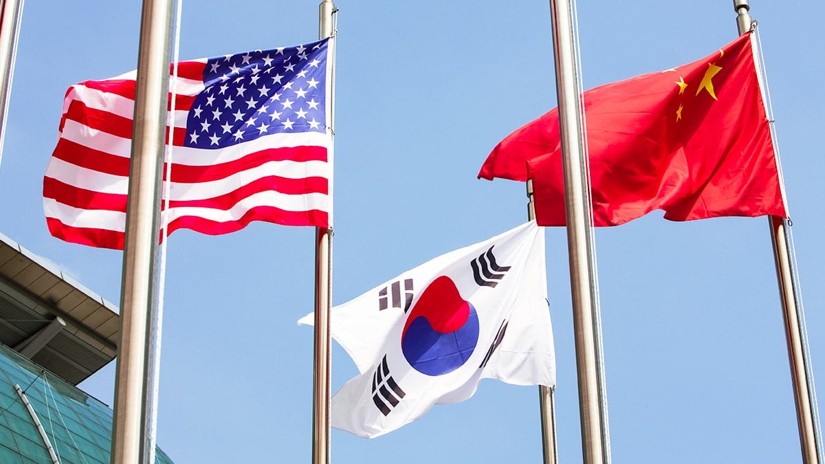 미국·한국·중국 국기