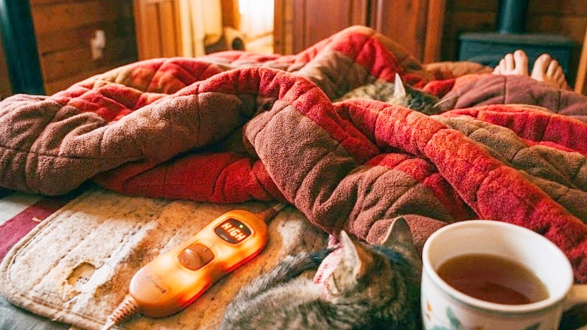 두꺼운 이불 속 전기장판
