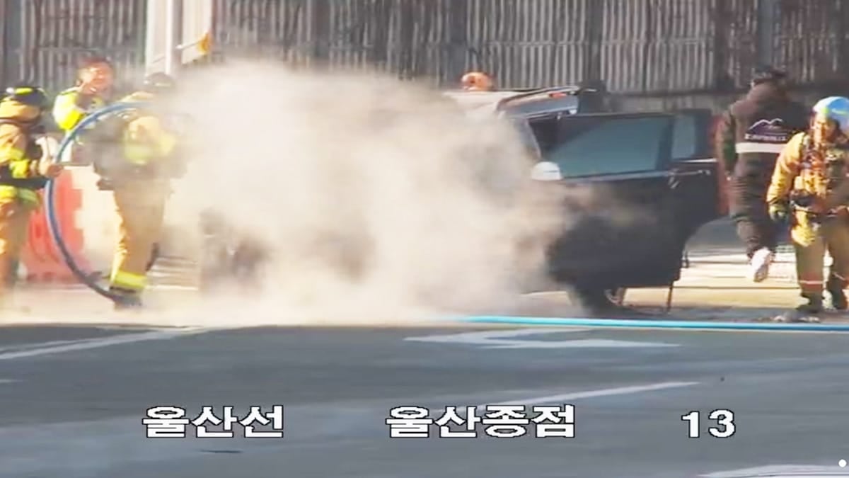 현대차 싼타페 테스트카 화재 현장