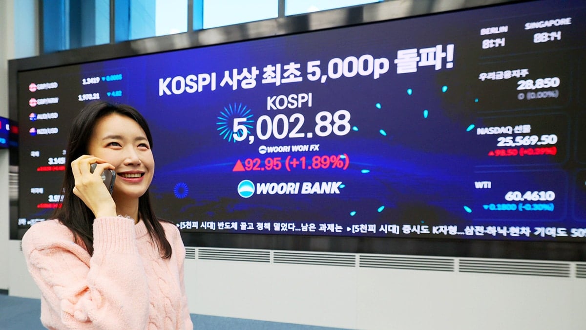 코스피 ‘5,000선’ 돌파, 삼성전자·SK하이닉스 4%대 급등에 사상 최초 기록