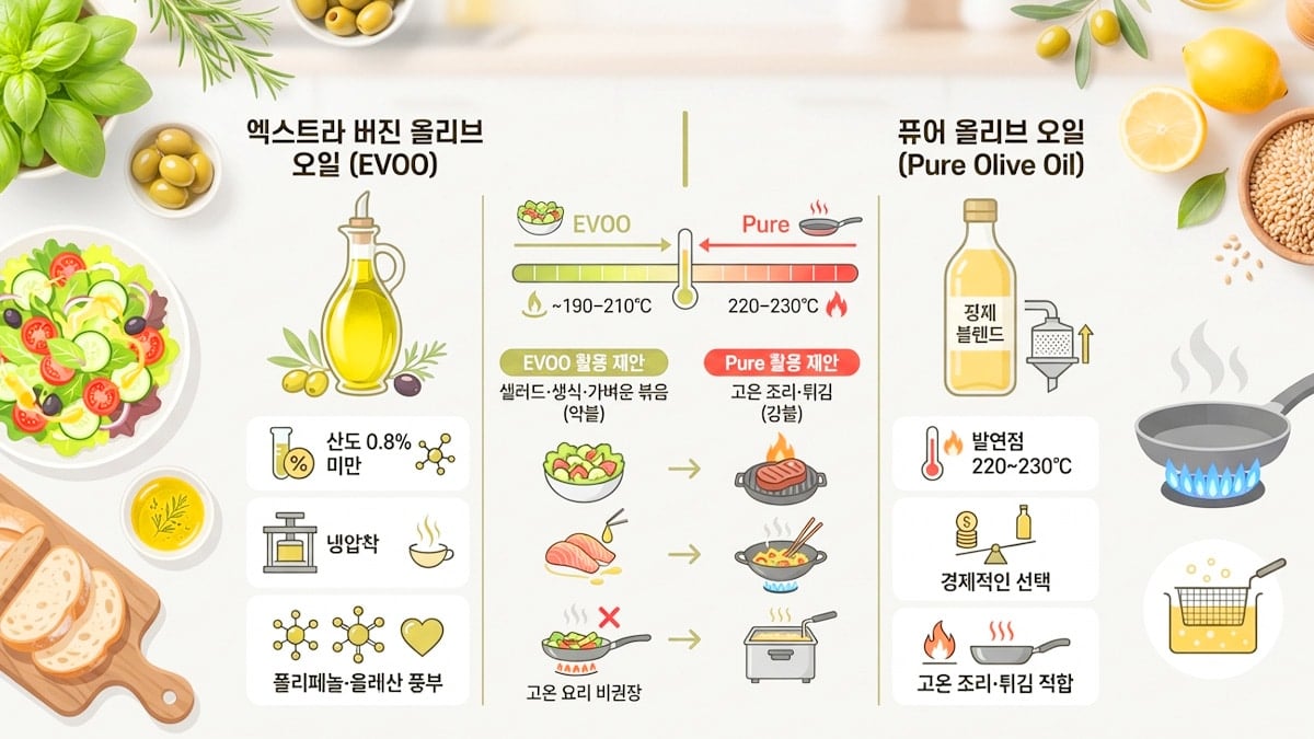 올리브유 종류별 사용법
