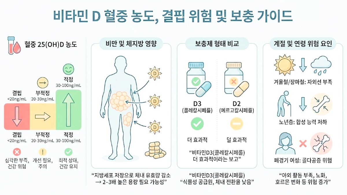 비타민D 혈중 농, 결핍 위험 및 보충 가이드
