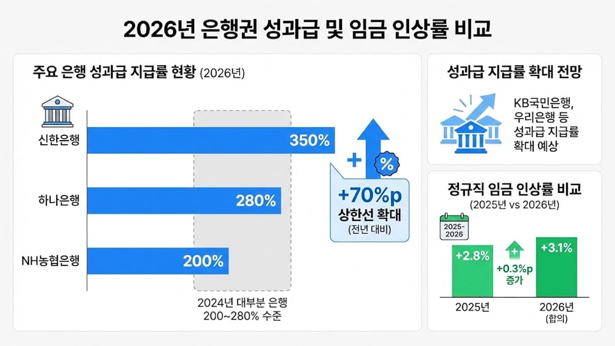 주요 은행권 성과급 및 임금 인상