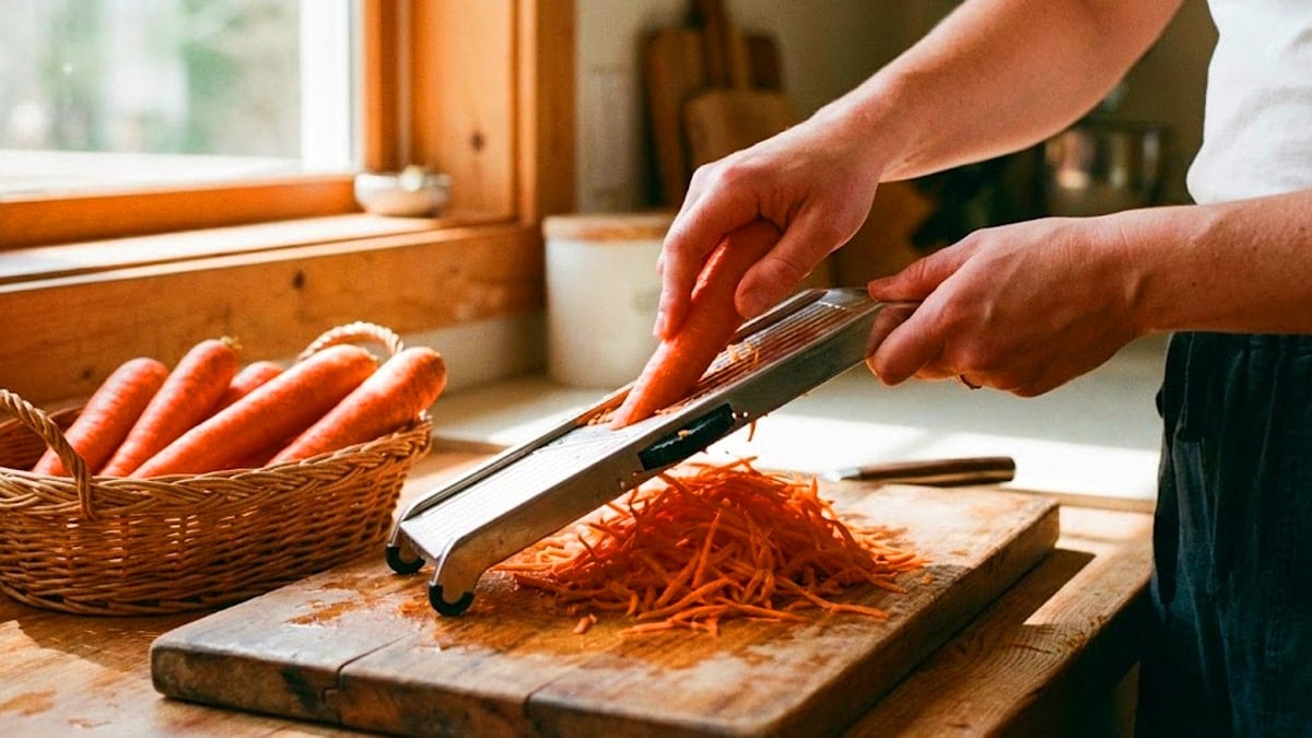 당근을 채 써는 모습
