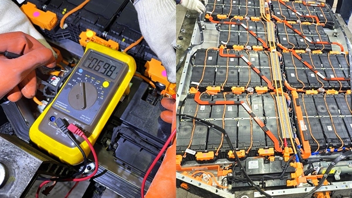 온라인에 퍼진 전소된 아이오닉 5의 배터리팩과 전압 측정 장면