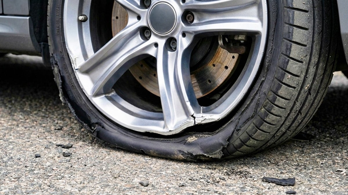 자동차 타이어 파손